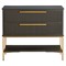 Riggs Modern Classic Sesame Black Mahogany Wood Brass Metal Wide Nightstand|Kathy Kuo Home