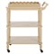 Melanie Updated Traditional Natural Pine Wood Scalloped Bar Cart|Kathy Kuo Home