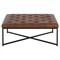 Jonty Modern Classic Brown Faux Leather Tufted Ottoman|Kathy Kuo Home