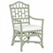 Judy Coastal Beach White Performance Green Rattan Dining Arm Chair|Kathy Kuo Home