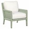 Mako Coastal Beach White Performance Green Woven Rattan Arm Chair|Kathy Kuo Home