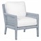 Mako Coastal Beach White Performance Blue Woven Rattan Arm Chair|Kathy Kuo Home