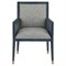 Bella Coastal Beach Grey Performance Blue Rattan Dining Arm Chair|Kathy Kuo Home