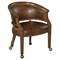 Cattleya Updated Traditional Brown Leather Game Chair|Kathy Kuo Home