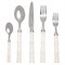 Montecito Coastal Beach White Acrylic Handle Stainless Steel 5 Piece Flatware Set