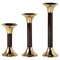 Leopold Updated Traditional Smoke Acrylic Gold Fluted Candlestick Holder - Set of 3|Kathy Kuo Home