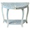 Vivianna Coastal Beach Blue White Bone Inlay Demilune Console Table|Kathy Kuo Home