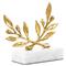 Olive Branch Gold Leaf Metal White Marble Base Sculpture|Kathy Kuo Home