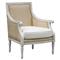 Hanna French Antique White Raffia Nailhead Trim Arm Chair|Kathy Kuo Home