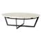Kian Industrial Loft White Marble Hammered Iron Round Coffee Table|Kathy Kuo Home