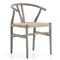 Wanda Mid Century Modern Grey Teak Beige Rattan Outdoor Dining Chair|Kathy Kuo Home