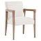 Jolie French Cream Upholstered Brown Oak Wood Leather Wrapped Dining Arm Chair|Kathy Kuo Home