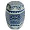 Ciera Global Bazaar Blue White Hexagonal Geometric Outdoor Garden Stool|Kathy Kuo Home