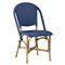 Gene Coastal Beach Navy Blue Woven Rattan Dining Side Chair|Kathy Kuo Home