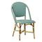 Gene Coastal Beach Salvie Green Woven Rattan Dining Side Chair|Kathy Kuo Home