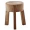 Noelle Rustic Lodge Brown Reclaimed Suar Wood Round Stool|Kathy Kuo Home