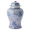 Sam French Country Blue and White Porcelain Chain Temple Jar - Small 16in|Kathy Kuo Home