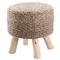 Westport Modern Round Brown Wool Upholstered Brown Wood Stool|Kathy Kuo Home