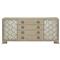 Sarabeth Modern French Patterned Cast Grille Antique Glass Brown Wood Buffet Sideboard|Kathy Kuo Home
