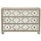 Sarabeth Modern French Patterned Cast Grille Overlay Antiqued Mirror Wood Dresser|Kathy Kuo Home