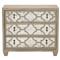 Sarabeth Modern French Patterned Cast Grille Overlay Antiqued Mirror Wood Nightstand|Kathy Kuo Home