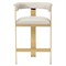 Darcy Mid Century Cream White Leather Brass Steel Counter Stool|Kathy Kuo Home