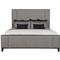 Landon Modern Masculine Grey Upholstered Panel Charcoal Brown Wood Bed - Queen|Kathy Kuo Home