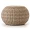 Airah Coastal Beach Beige Rounded Woven Wicker Outdoor Ottoman|Kathy Kuo Home