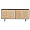 Emilie Coastal Beach 4 Door Black Wash Mango Wood Cane Metal Legs Sideboard|Kathy Kuo Home