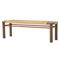 Jacob Coastal Beach Beige Cotton Rope Brown Mahogany Wood Frame Bench|Kathy Kuo Home