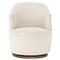 Samuel French Country Beige Performance Boucle Brown Wood Swivel Arm Chair|Kathy Kuo Home