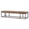 Zarro Modern Classic Brown Leather Cushion Gunmetal Iron Frame Bench|Kathy Kuo Home