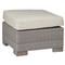 Club Woven Coastal Beach Oyster Grey Outdoor Ottoman|Kathy Kuo Home
