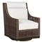 Peninsula Coastal Dark Brown Wicker Outdoor Swivel Glider Chair|Kathy Kuo Home