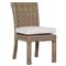 Aria Coastal Beige Cushion Brown Outdoor Dining Side Chair|Kathy Kuo Home