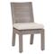 Ezra Modern Taupe Grey Aluminum Beige Outdoor Dining Side Chair|Kathy Kuo Home