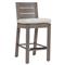 Ezra Modern Taupe Grey Aluminum Beige Cushion Outdoor Bar Stool|Kathy Kuo Home