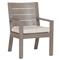 Ezra Modern Taupe Grey Aluminum Beige Outdoor Dining Arm Chair|Kathy Kuo Home
