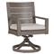 Ezra Modern Taupe Grey Aluminum Beige Outdoor Swivel Arm Chair|Kathy Kuo Home