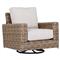 Aria Coastal Beige Cushion Brown Outdoor Club Swivel Rocker Chair|Kathy Kuo Home