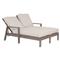 Ezra Modern Taupe Grey Aluminum Outdoor Double Chaise Lounge|Kathy Kuo Home