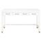 Stacy Modern Classic Matte White Wood 3 Drawer Brass Accent Desk|Kathy Kuo Home