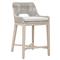 Theodore Coastal Beach Taupe Woven Cushion Solid Grey Teak Outdoor Counter Stool|Kathy Kuo Home