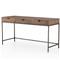 Theodore Industrial Loft 3-Drawer Leather Pull Brown Office Desk|Kathy Kuo Home