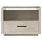 Aaren Modern Classic White Stone Top Grey Wood Nightstand|Kathy Kuo Home