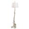 Wellington Coastal Beach Whitewashed Composite Beige Linen Floor Lamp|Kathy Kuo Home