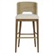Adelyn Coastal Brown Teak Handwoven Seagrass Back Grey Performance Counter Stool