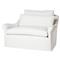 Cisco Home Genevieve Modern Classic White Linen Slip Cover Low Back Arm Chair|Kathy Kuo Home