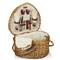 Lauren Modern Classic Brown Willow Cream Heart Picnic Basket with Serveware for 2|Kathy Kuo Home