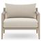 Cheryl Modern Beige Cushion Natural Teak Wood Outdoor Arm Chair|Kathy Kuo Home